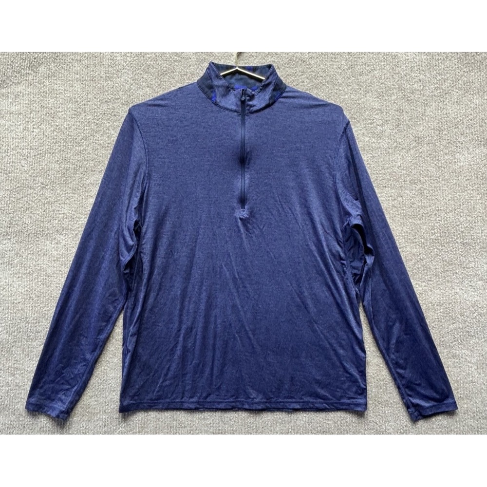 Greyson Sequoia 1/4 Zip Men L Performance Golf Pullover LS Mock Falcon Blue EUC